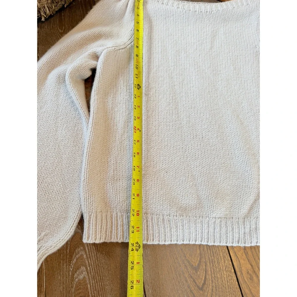 Brochu Walker Cashmere Balloon Sleeve Sweater Womens Beige Medium LUX2536